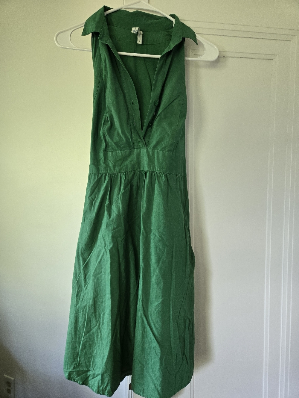 Anthropologie Maeve Collared Green Tie Back Dress